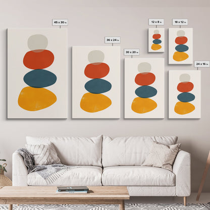 Watercolor Print Of A Cairn, Rock Stack Canvas Print, Mid Century Modern Art, Cairn Art, White Background Boho Living Room Decor