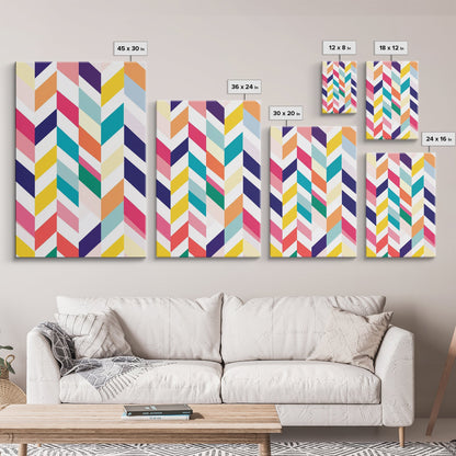 Pastel Chevrons Wall Art, Framed Canvas Print, Wood Framed Wall Art, Framed Wall Art, Gift Idea, Home Decor