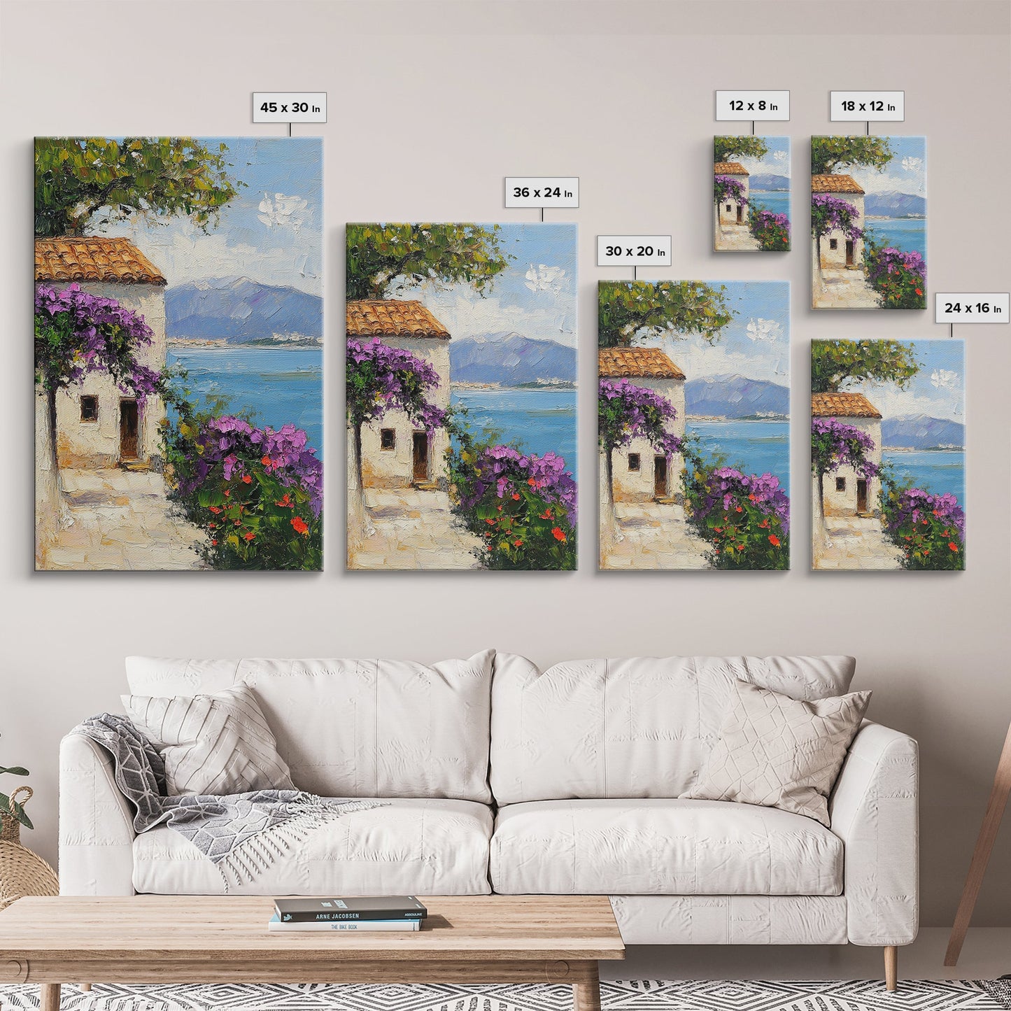 Italian Villa Art - Italy Print - Canvas Print - Gift For Italian, Italy Decor Vacation Gift Idea, Boho Modrn Art, Italy Themed Gift