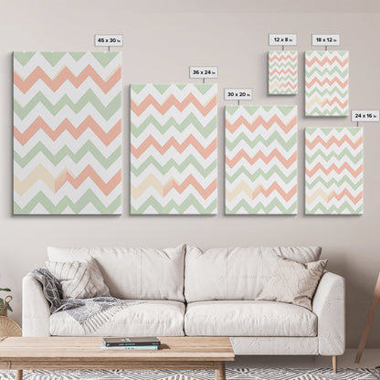 Pastel Chevron Zig Zag Pattern Wall Art, Mid Century Modern Boho Style Home Decor, Living Room Wall Hanging