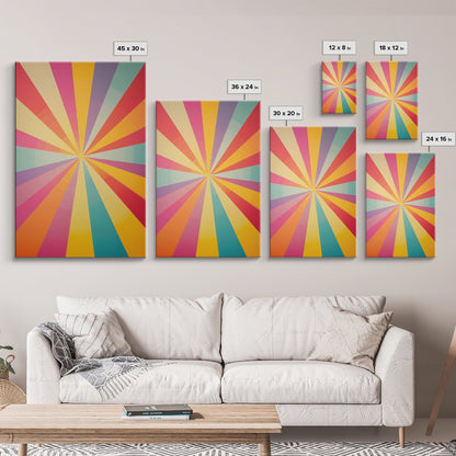 MCM Inspired Wall Art, Fire Engine Red, Slate Green, Storm Grey and Bee Yellow Geometric Framed Canvas Print, Boho Decor