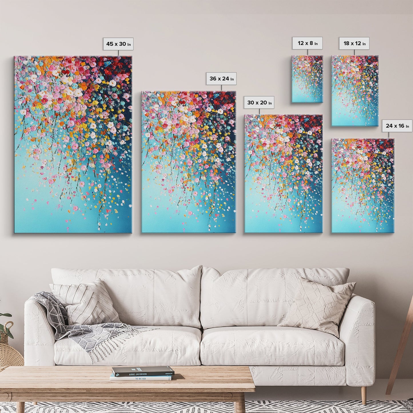 Beautiful Wild Flower Wall Art with Turquoise Background, Modern Farmhouse, Boho Style living room art, Minimalist Floral Print