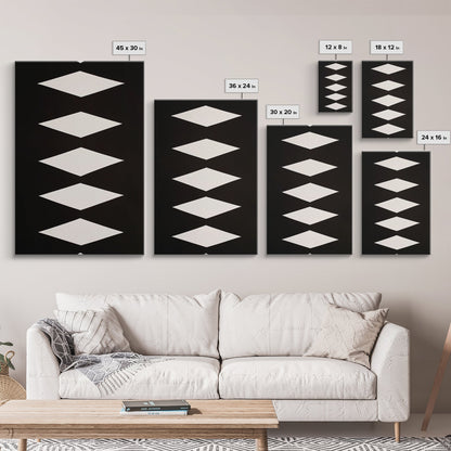 White Diamonds Geometric Aztec Terracota Canvas Print, Modern Farmhouse, Southwestern Art, Arizona Art, Black and White Wall Art