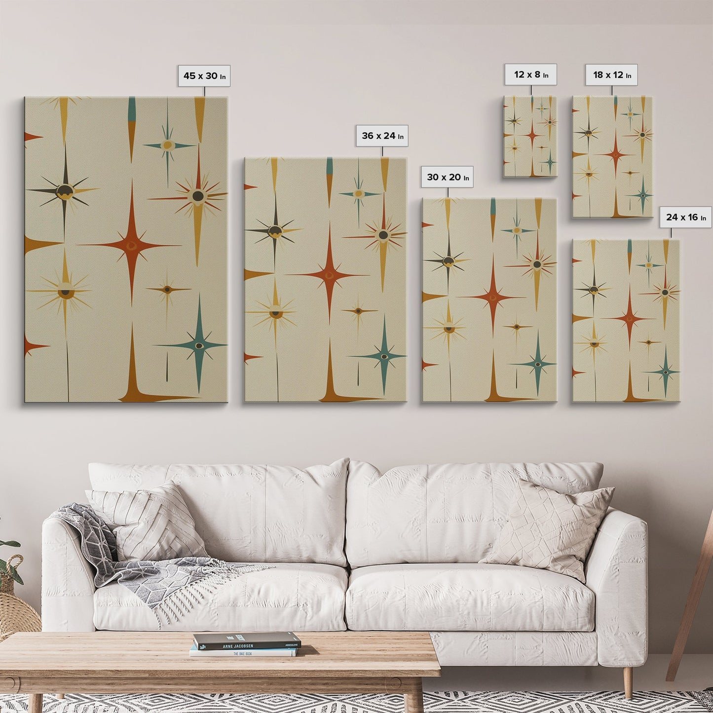 Mid Century Modern Atomic Starburst Retro Wall Art - Atomic Decor - Canvas Print - 50s Style Wall Art - MCM Mid Century Modern Art