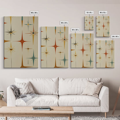 Mid Century Modern Atomic Starburst Retro Wall Art - Atomic Decor - Canvas Print - 50s Style Wall Art - MCM Mid Century Modern Art