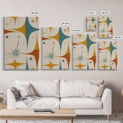 Art Deco Star Burst Canvas Print Wall Art, Retro 50s Style, Starburst, Mid-Century Modern Wall Art, Minimalist Home Decor, Modern Art