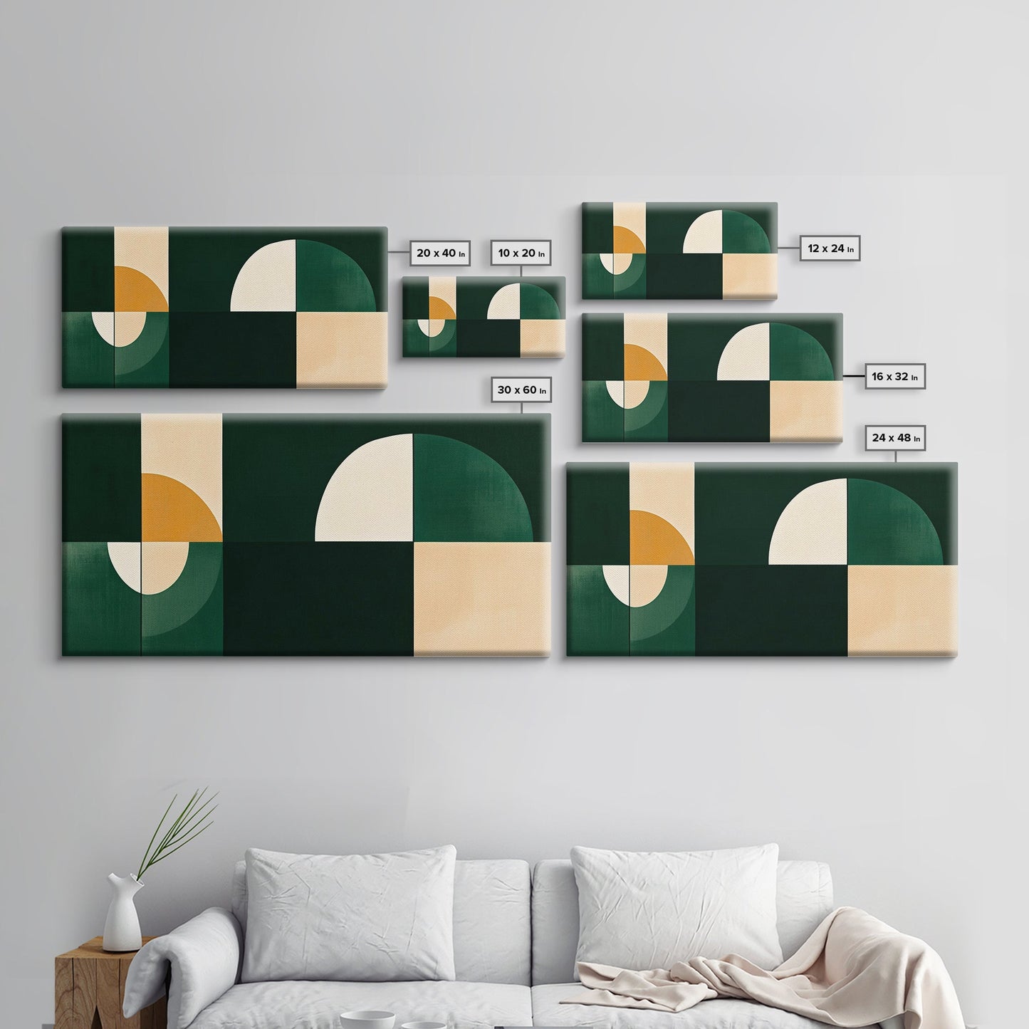 Horizontal Mid Century Modern Wall Art Framed Canvas Print, Oversized Extra Large Over Sofa living Room Wall Decor, Wall Hanging Canvas