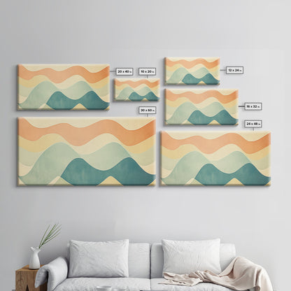 Pastel Abstract Aerial Geometric Giclee Art Print, Large Mid Century Modern Wall Art, Minimalist Decor For Living Room Above SOfa
