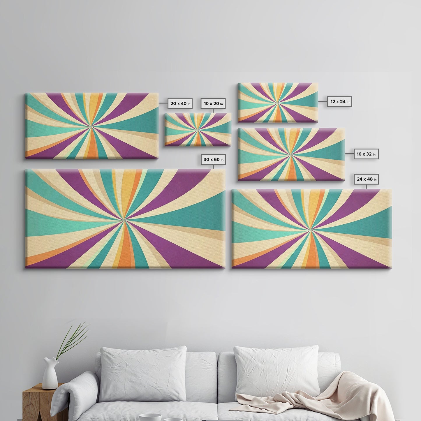 Mid Cenutry Modern Canvas Print Colorful Wall Art Retro 1950s Style Home Decor Above Sofa Living Room Wall Art