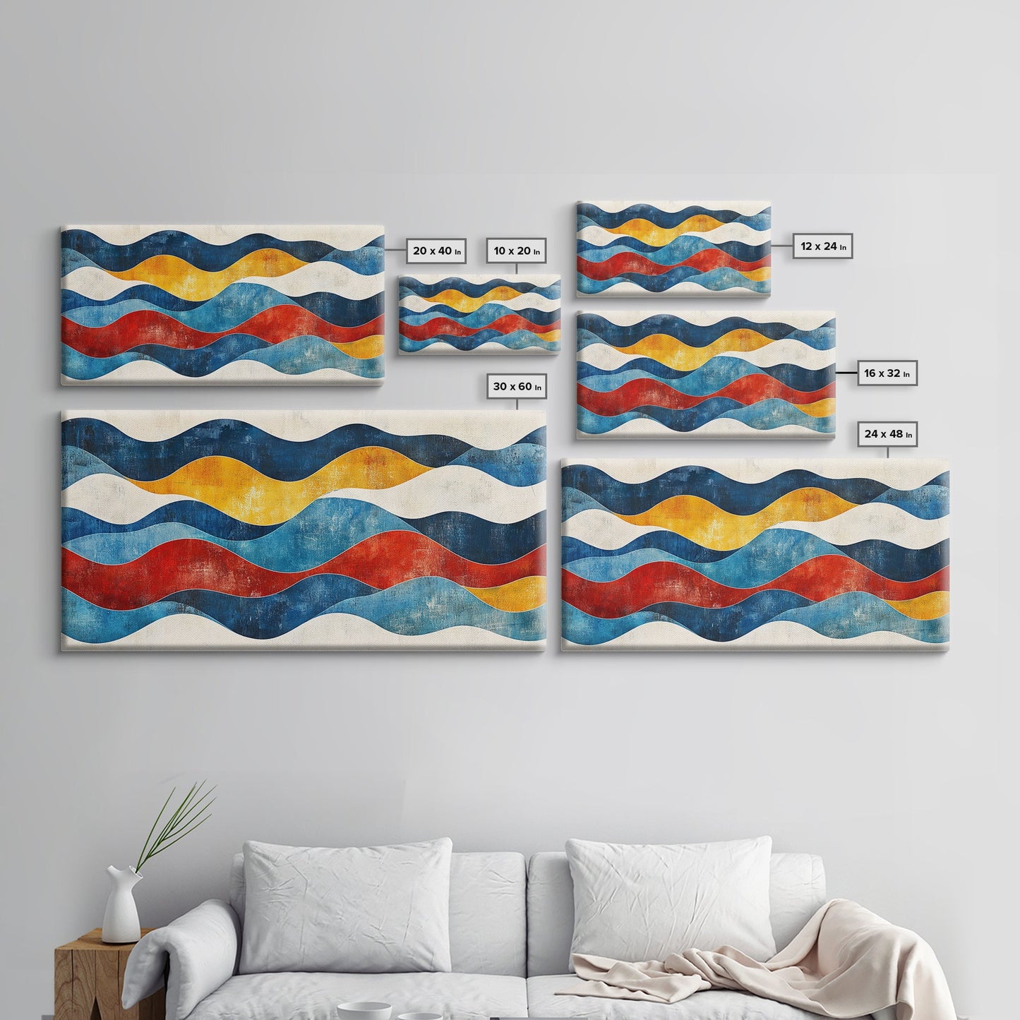 Boho Mid Century Modern Wall Art Canvas Print, Wood Frame Wall Art, Geometric Wall Art, Minimalist Wall Art, Housewarming Gift Idea