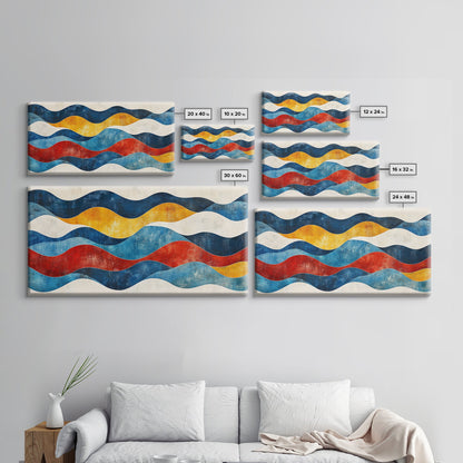 Boho Mid Century Modern Wall Art Canvas Print, Wood Frame Wall Art, Geometric Wall Art, Minimalist Wall Art, Housewarming Gift Idea