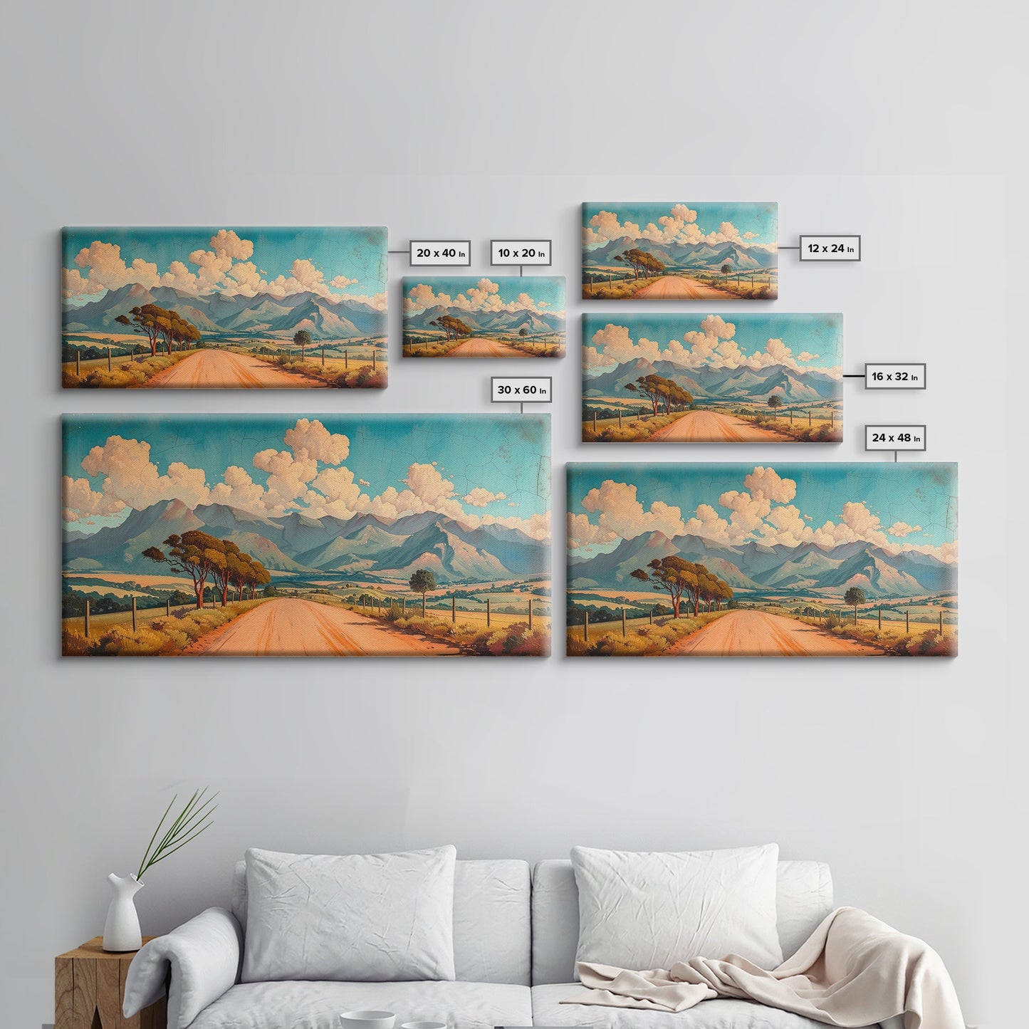 Nevada Desert Dirt Road Framed Canvas Print, Nature Print, Minimalist Wall Art, Life In The Desert, Rustic Farmhouse Above Sofa Wall Art