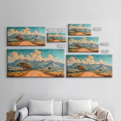 Nevada Desert Dirt Road Framed Canvas Print, Nature Print, Minimalist Wall Art, Life In The Desert, Rustic Farmhouse Above Sofa Wall Art