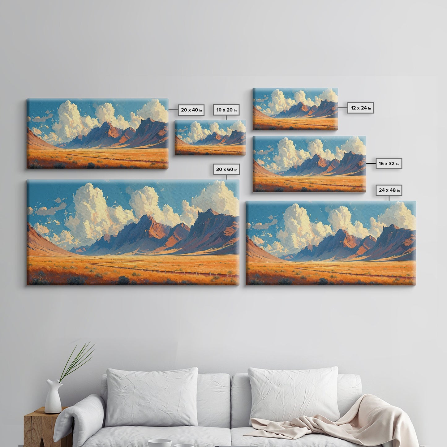 Southwestern Wall Decor | Western Wall Art | Retro Landscape Painting | Canvas Print | Retro Wall Hanging | American Western Arizona Art