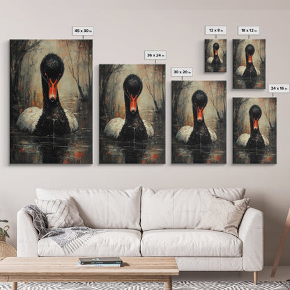 Evil Black Swan Painting Print, Gothic Home Decor, Halloween Decor, Spooky Season Wall Art, Black Swan Painting, Swan Decor, Animal Prints