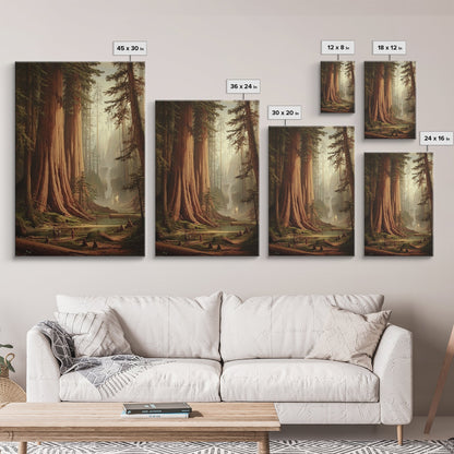 Majestic California Redwood Trees Framed Canvas Print, Redwood National Park, Fantasy Decor, California Decor, PNW Wall Art