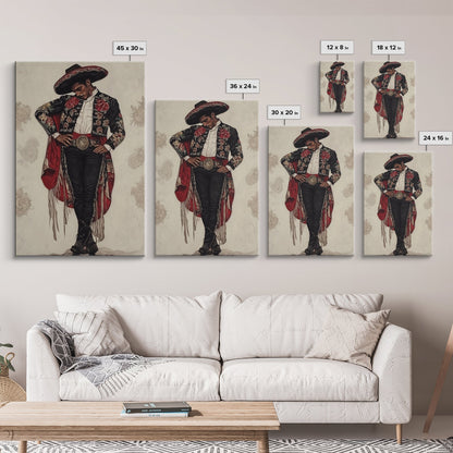 The Matador Oil Painting Canvas Print, Chicano Wall Art, Mexicano Decor, Mexican Inspired Wall Art