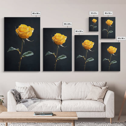 Maximalist Painting Print of a Yellow Rose, Framed Canvas, Wood Framed Art, Modern Farmhouse Decor, Rose Painting, Rose Art