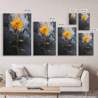 Abstract Painting Print of a Yellow Rose, Framed Canvas, Wood Framed Art, Modern Farmhouse Decor, Rose Painting, Rose Art