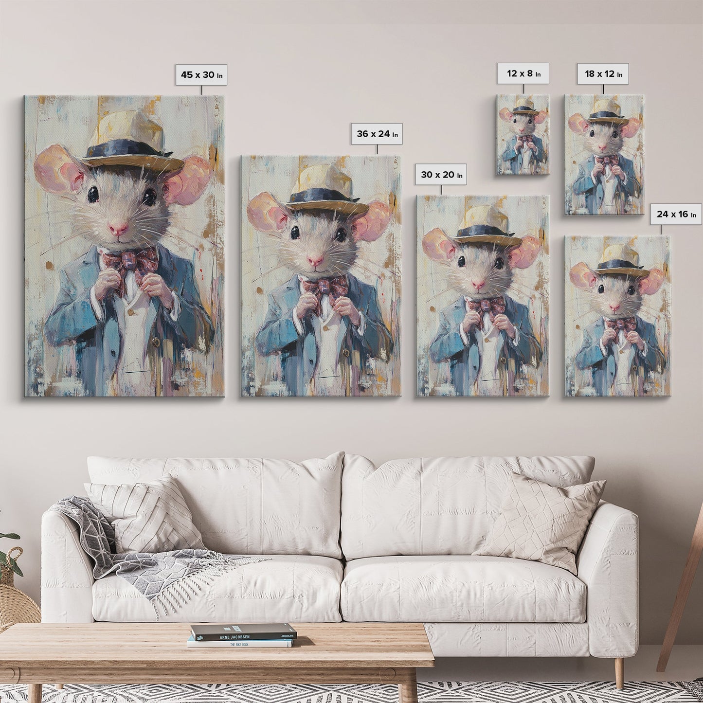 Dapper Rat Gentleman Canvas Print, Pet Rat Prints, Vintage Rat Art, Dressed Pets, Animals in Clothes, Pet in Costume Wall Art