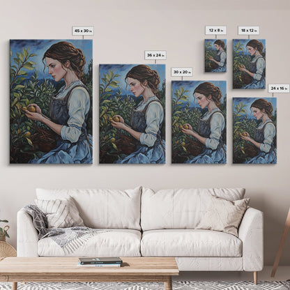 Woman In Garden Painting Print, Victorian Woman Portrait Painting Print, Lady In The Garden, Traditional Wall Art