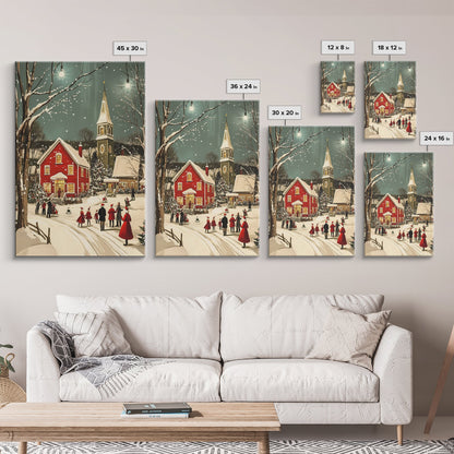 Small Town Christmas Painting Print, Christmas Village Art, Christmas Village Painting, Christmas Home Decor, Christmas Living Room Art
