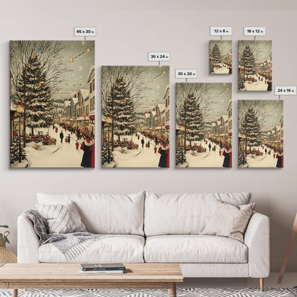 Christmas in Demark Framed Canvas Print, European Christmas Village Wall Art, Snowy Christmas Village Print, Christmas Prints, Xmas Art