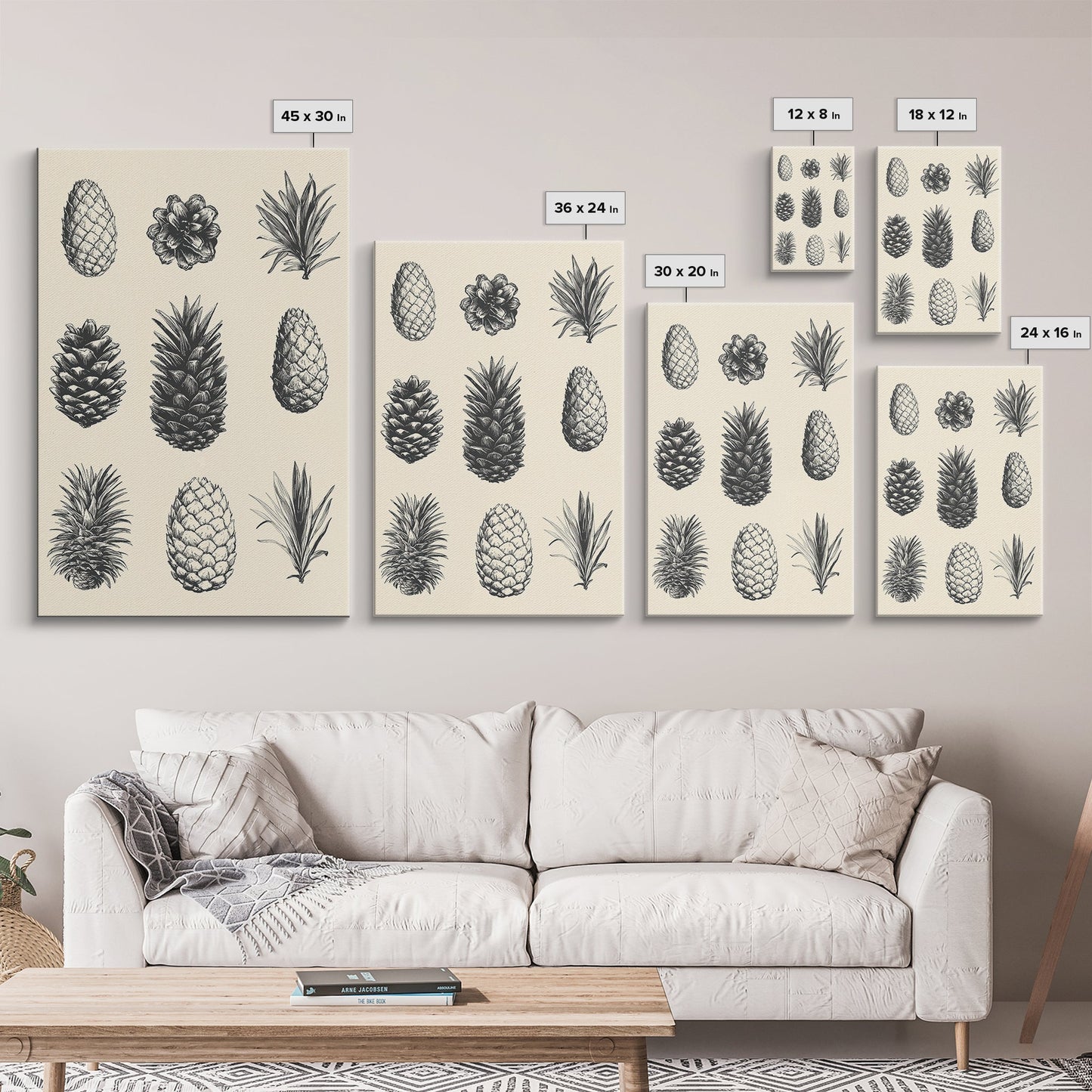 Christmas Pine Cones Canvas Print - Framed Canvas - Minimalist Christmas Art - Boho Christmas Art - Rustic Christmas Art - Pinecone Painting