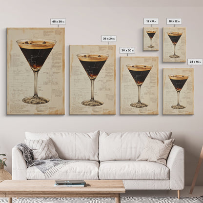 Espresso Martini Wall Art Canvas Print, Cocktail Painting, Cocktail Decor, Bar Decor, Bar Cart Art, Home Bar Wall Art, Kitchen Wall Art