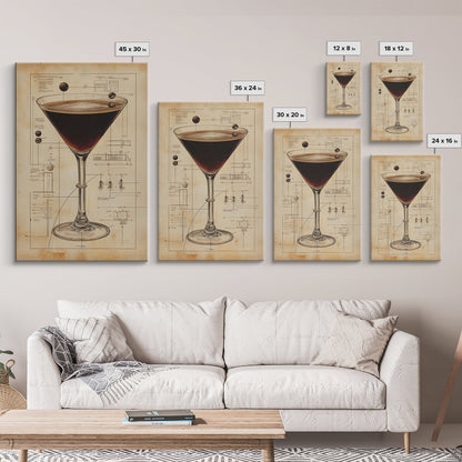 Espresso Martini Wall Art Canvas Print, Cocktail Painting, Cocktail Decor, Bar Decor, Home Bar Wall Art, Kitchen Wall Art