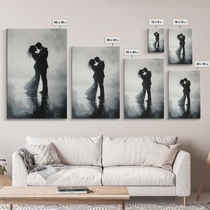 Oil Painting Print Of a Couple Dancing, Wood Framed Wall Art, Wedding Gift Idea, Wedding Decoration, Couple Dancing Art, Couple Painting