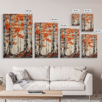 Birch Forest Art Print Autumn Aspen Trees Wall Art Birches Canvas Print Watercolor Landscape Colorado Art Neutral Fall Forest Painting