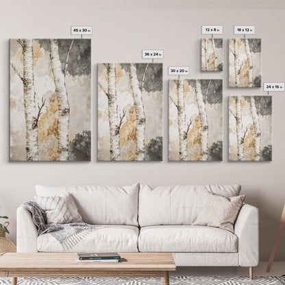 Ready To Hang Birch Tree Forest Painting Print Aspen Trees Painting Wall Art Wabi Sabi Modern Home Decor Minimalist Wabi Sabi Painting