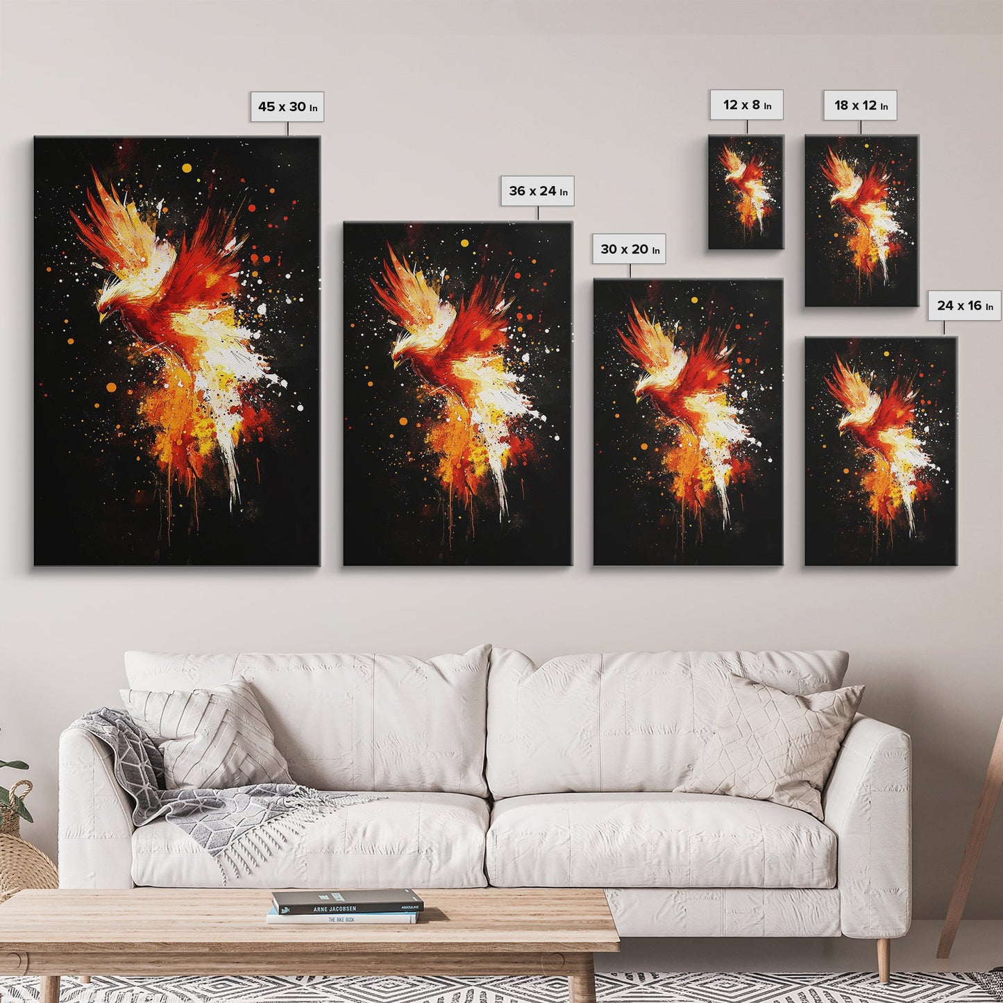 Phoenix In Flames, Retribution, Framed Canvas Print, The Phoenix, Framed Wall Art, Original Painting Phoenix, Punk Art, Graffiti Art