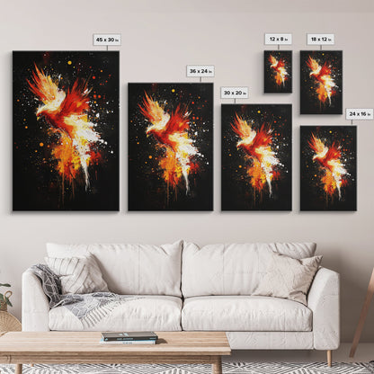 Phoenix In Flames, Retribution, Framed Canvas Print, The Phoenix, Framed Wall Art, Original Painting Phoenix, Punk Art, Graffiti Art
