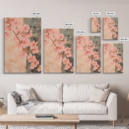 Skaura Tree Canvas Wall Art, Sakura Cherry Blossoms Canvas Print Ready To Hang, Japanese Style Art, Cherry Blossom Painting