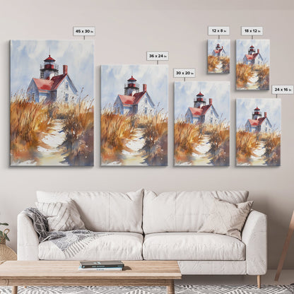 Maine Wall Art, Canvas Print, Ready To Hang Wall Art With Wood Frame, Maine Watercolor Painting, Nautical Home Decor