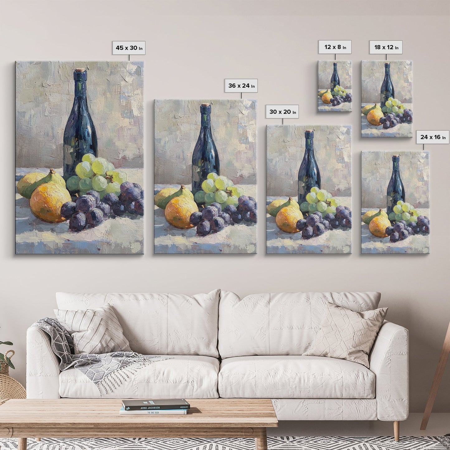 Still Life Of Grapes and Wine, Framed Canvas Print, Antique Style Fruit Still Life Oil Painting Print, Kitchen Decor, Rustic Farmhouse Kitchen Art