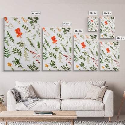 Boho Floral Botanical Wall Art Canvas Print, Minimalist Modern Farmhouse Home Decor, Living Room Wall Art, Bedroom Decor, Flower Print