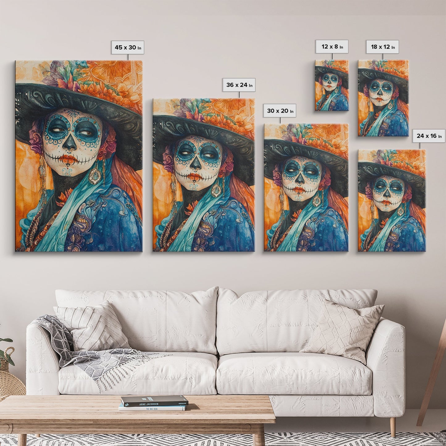 Chicano Art Framed Canvas Print, Day of the Dead / Dia De Los Muertos Wall Art, Mexicano Decor, Mexicano Wall Art, Southwestern Wall Art