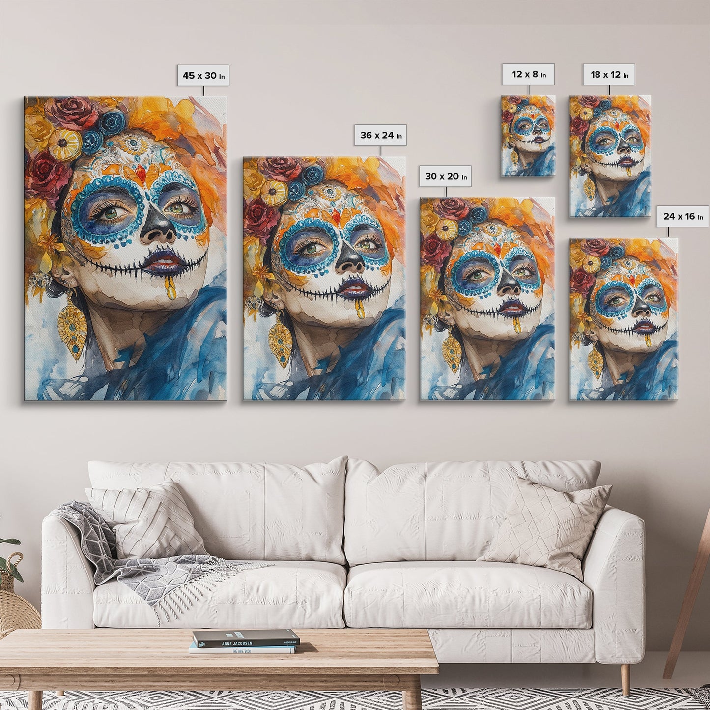 Chicano Art Framed Canvas Print, Day of the Dead / Dia De Los Muertos Wall Art, Mexicano Decor, Mexicano Wall Art, Senora Portrait