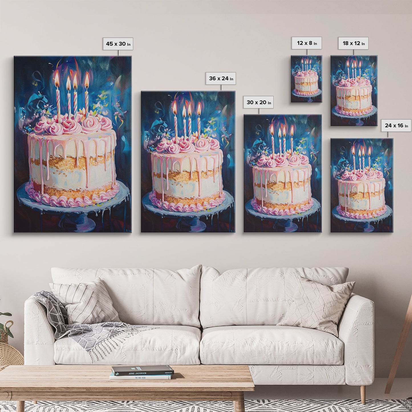 The Birthday Cake, Abstract Canvas Print Oil Painting Of a Birthday Cake, Kitchen Decor, Food Review Kitchen Art, Dining Room Art