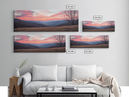 Great Smoky Mountains Panoramic Wall Art Canvas Print, Smoky Mountains Photography Style Wall Art, Landscape Painting