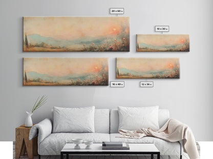 Moody Floral Landscape Painting Print, Panoramic Wall Art, Moody Artwork, Moody Landscape, Moody Wallpaper Wall Art, Moody Art Print