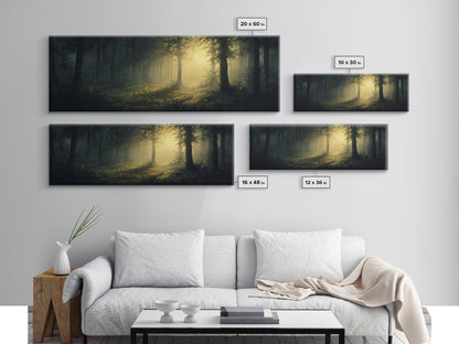 Mystical Forest Fantasy Wall Art, Canvas print, Fantasy Painting, Dark Fantasy Art, Mythical Fantasy Art, Panoramic Wall Decor