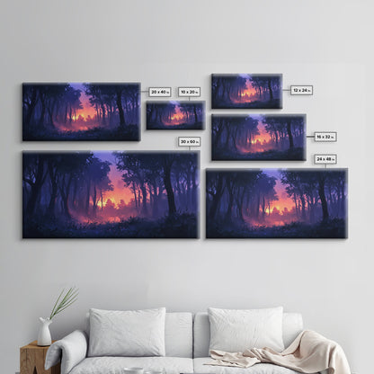 Dark Fantasy Forest Wall Art, Framed Canvas Print, Landscape Painting Print, Moody Home Decor, Landscape Wall Art, Living Room Decor