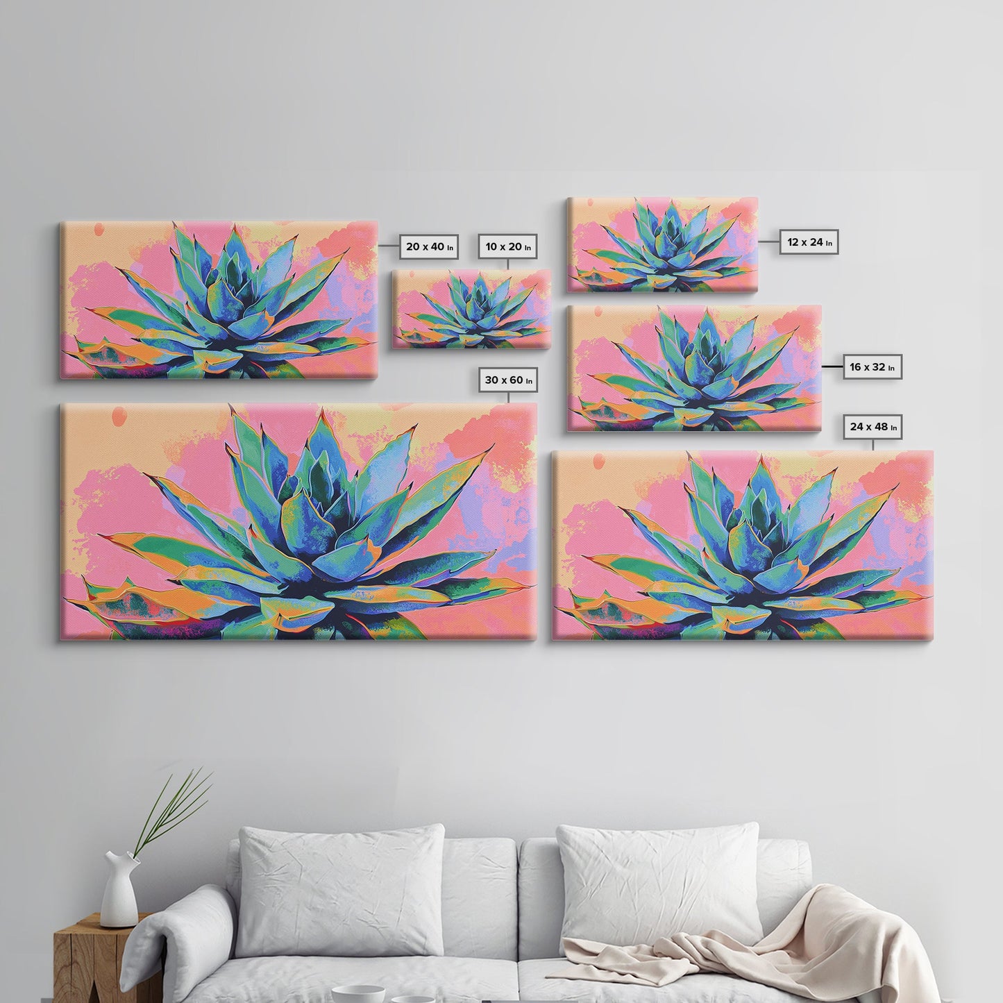 Blue Agave Wall Art Framed Canvas Print | Mexicano Art | Pueblo Style Southwestern Art | Arizona Art | Mexicano Wall Art | Agave Painting