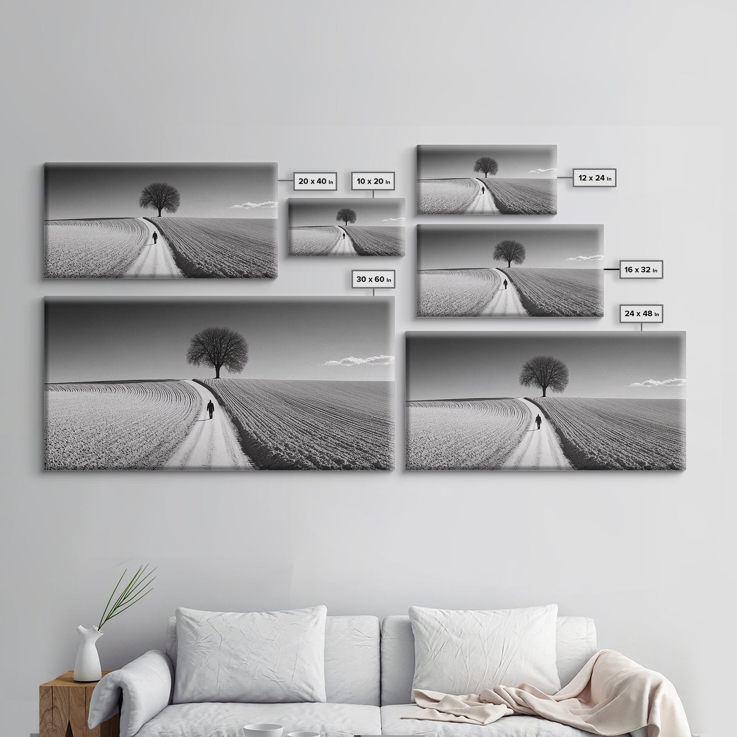 Black and White Photography Style Print - Framed Canvas Print - Subdued Home Decor - Ready to Hang Wall Art - Centerpiece Wall Art