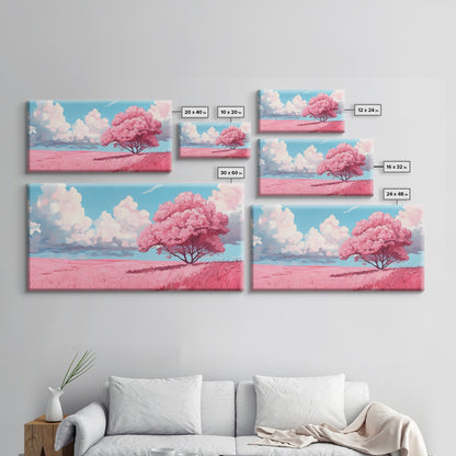 Pink Fields - Abstract Wall Art - Framed Canvas Print - Abstract Landscape Painting - Surrealist Wall Art - Above Sofa Modern Art