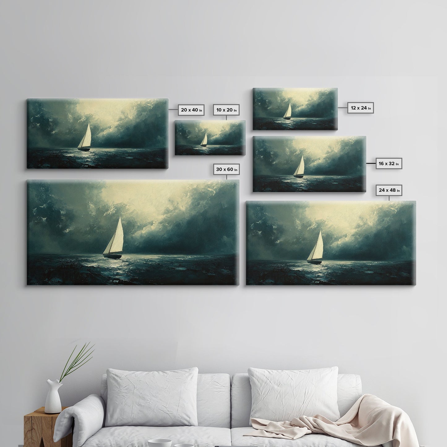 Sailing Through The Storm - Framed Canvas Print - Nautical Home Decor - Sailboat Painting - Sailing Painting - Nautical Seascapes Art